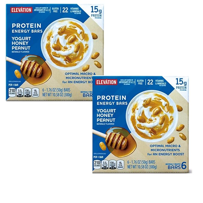 Generic Elevation Protein Energy Bars Yogurt Honey Peanut 10.58oz 300g x 2 Boxes (12 Bars in Total)