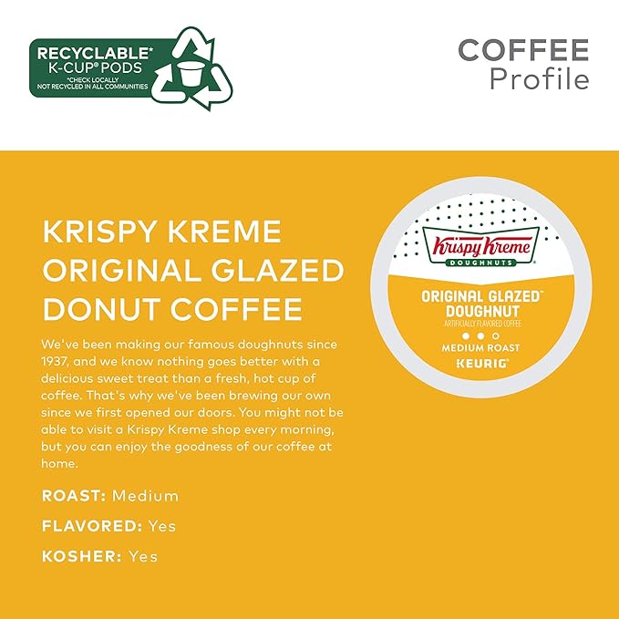 Krispy Kreme Original Glazed Doughnut Single-Serve Keurig K-Cup Pods Flavored Medium Roast Coffee 96 Count