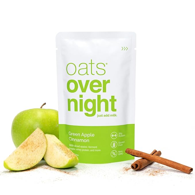 Oats Overnight Mixed Berries &amp Cream 8 Pack &amp Green Apple Cinnamon 8 Pack - 20g Protein High Fiber Breakfast Shake - Gluten Free Non GMO Oatmeal