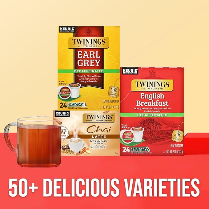Twinings of London Naturally Decaffeinated Earl Grey Tea 24-Count K-Cups (Pack of 2)