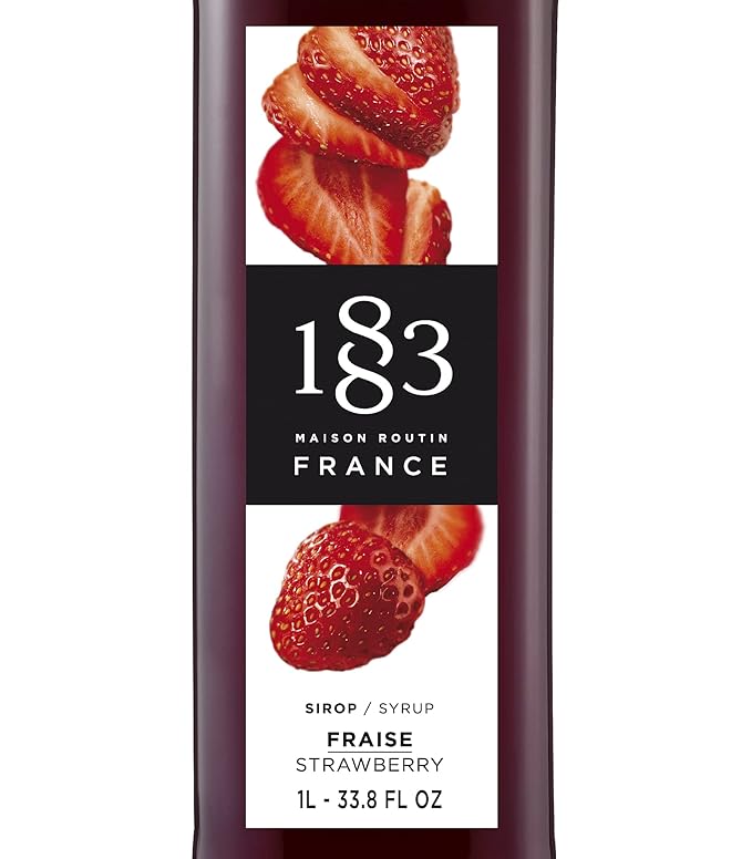 1883 Strawberry Syrup for Drinks Made in France 1 Liter Glass Bottle