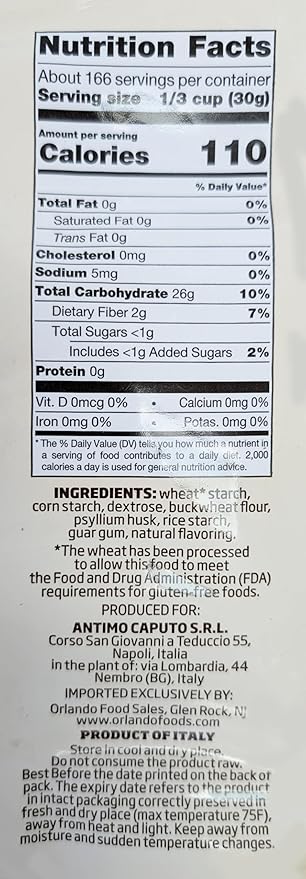 Antimo Caputo Gluten Free Pizza Flour 11 Lb Bulk - All Natural Multi Purpose Flour &amp Starch Blend for Baking Pizza Bread &amp Pasta