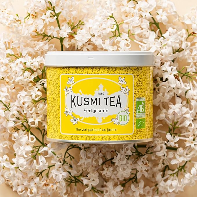 Kusmi Tea - Jasmine Green Tea - Organic Blend with Jasmine - Loose Leaf - Tin Box of 3.1 oz - Quantity for about 50 cups