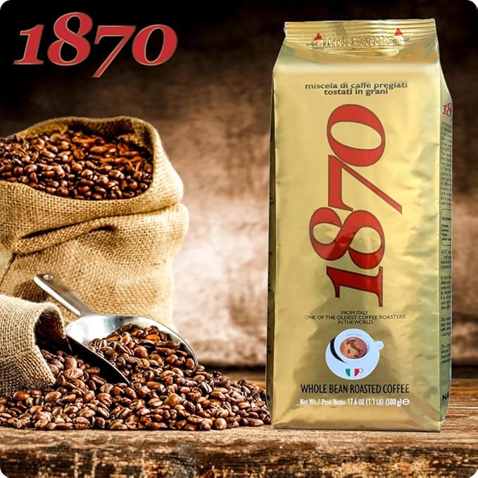 1870 by Caffe Barbera: Mago Whole Bean Roasted Coffee Aromatic Intense &amp Fruity 7 Bean Blend by one of the worlds oldest coffee roasters 150+ years of Roasting over 6 generations 1.1lb / 0.5kg