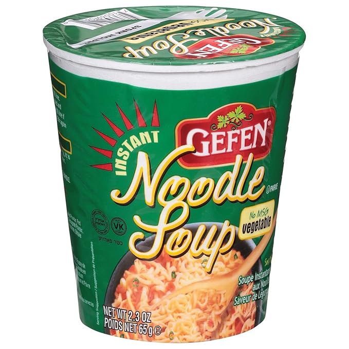 Gefen Instant Noodle Soup Cup (Vegetable Flavor) 2.3 Oz (Pack of 12)