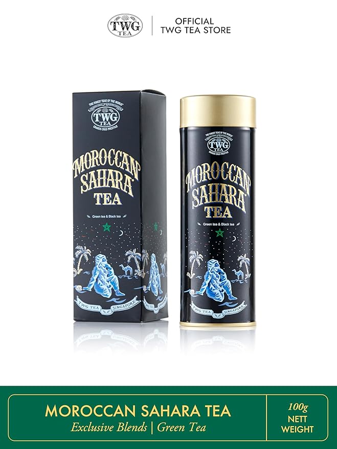 TWG Tea | Moroccan Sahara Tea | Green &amp Black Tea | Rose Petals Nuts &amp Spices | Haute Couture Tin 100g | Gift Set