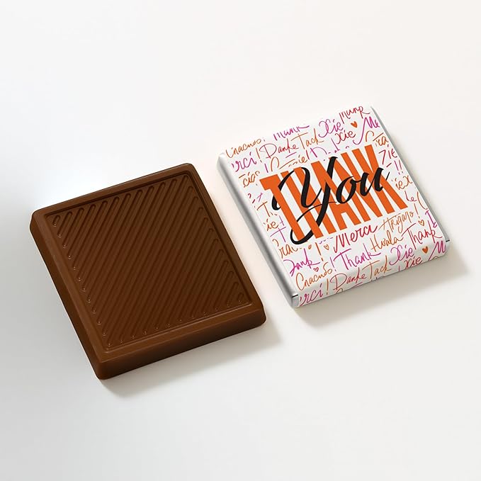50 pcs Thank You Chocolates - Elegant Milk and Dark Chocolate Treats for Weddings Events Corporate Gifts and Special Occasions (dark) (Design 2 - dark)