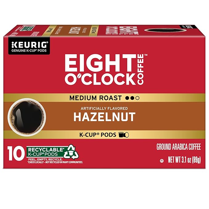 Eight O'Clock Coffee Hazelnut Single-Serve Coffee K-Cup Pods Medium Roast 60 Count