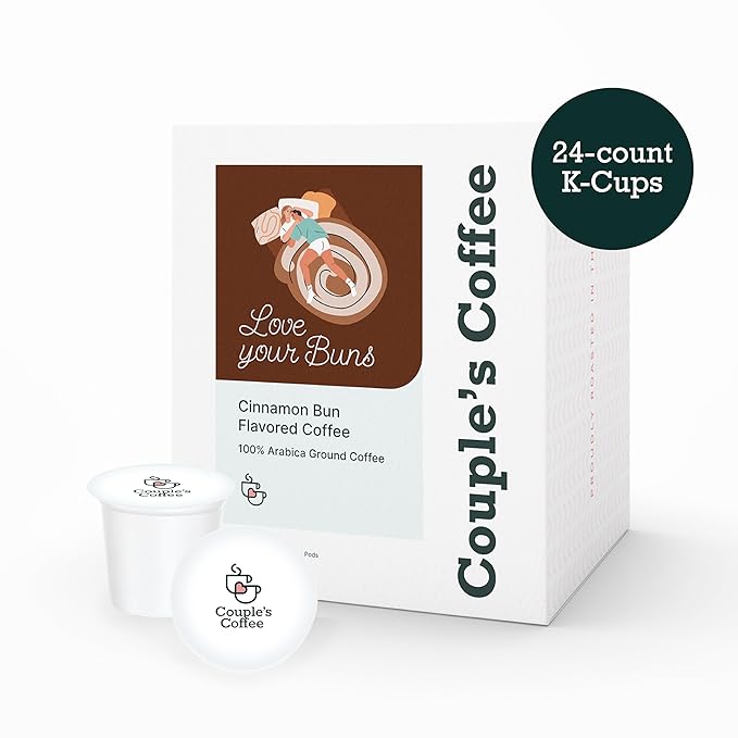 Couple's Coffee K-Cups | Cinnabon Flavored Coffee | Gives Back to Military Families | Love your Buns | Gourmet Ground Coffee with Cinnamon Bun Flavors | Compatible with K-Cups &amp Single Serve Brewe