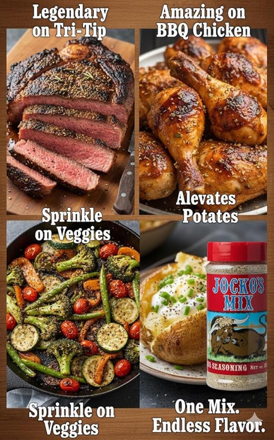 Jocko's Mix Santa Maria Style Seasoning - 15.3oz Bottle Of Tri-Tip Steak Pork and Chicken Seasoning - Santa Maria Grill - Jocko's Mix for Meat Seafood Stew &amp Vegetables