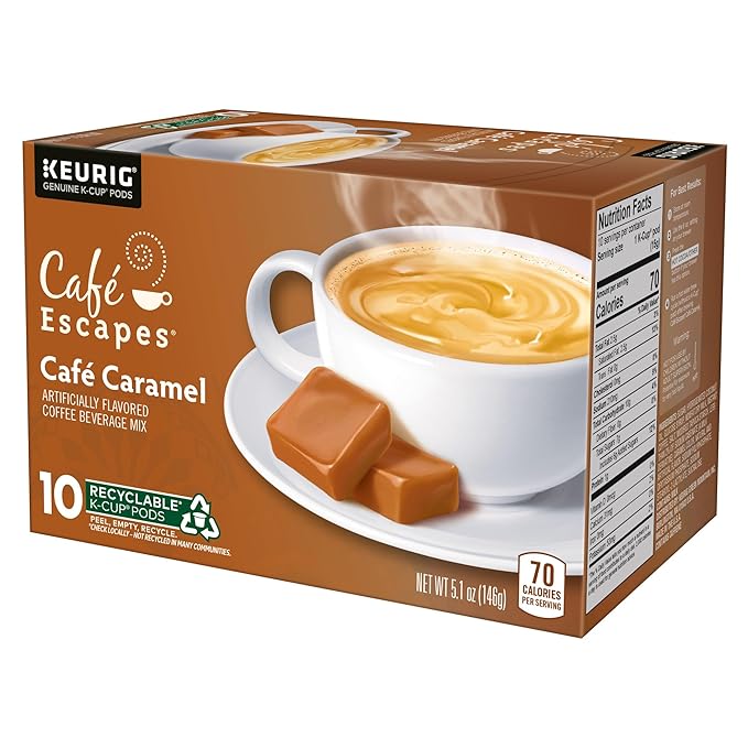 Café Escapes Café Caramel Coffee Beverage Single-Serve K-Cup Pods 60 Count