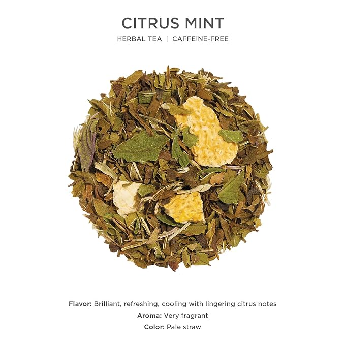 Tea Forte Citrus Mint Premium Loose Leaf Caffeine-Free Herbal Tea Blend Canister Makes 35-50 Cups