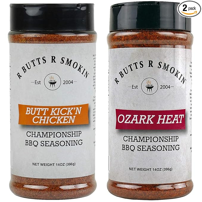 R Butts R Smokin 14oz Ozark Heat &amp Butt Kickn Chicken Championship BBQ Seasoning