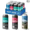HOPLARK Sparkling HopTea – The RELAX PACK – Tall 16fl oz cans (Pack of 12) – Sampler Variety Pack with Chamomile Hibiscus and Spruce Tips – Zero Calorie – Unsweetened