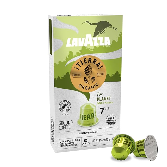 Lavazza ¡Tierra! for Planet Aluminum Capsules Compatible with Nespresso* Original Machines Medium Espresso Roast 100% Arabica (60 Capsules) (Pack of 2)