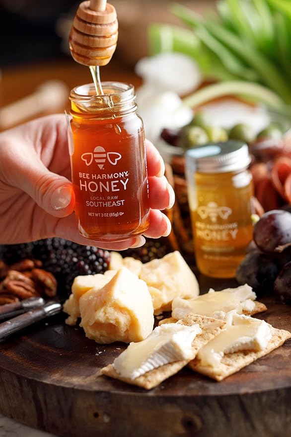 Bee Harmony Coast-to-Coast Honey Flight Mini Honey Gift Set 4 Jars 3 OZ Each Premium Raw Made in the USA