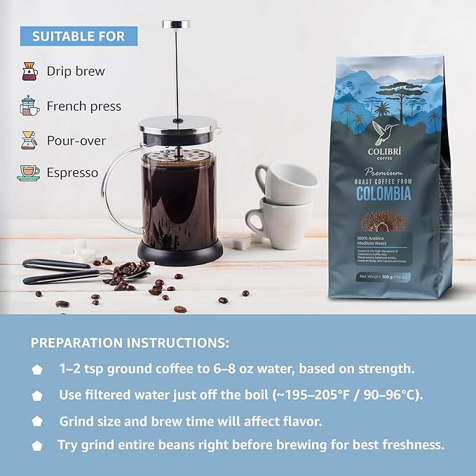 Low Acid Coffee Ground coffee Medium Roast Colombian Coffee Ground coffee for coffee maker Ideal for Cold Brew and Reusable K Cups for Keurig 16 Oz