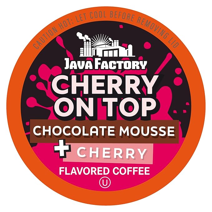 Java Factory Flavored Coffee Pods Cherry On Top Compatible with K Cup Brewers 40 Count