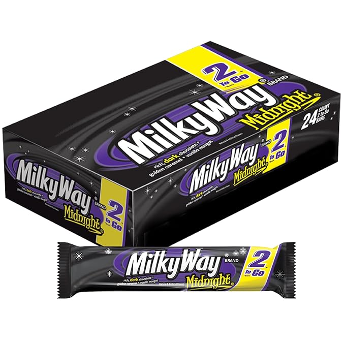 MILKY WAY Candy Bars Midnight Dark Chocolate Candy Bars Sharing Size 2.83-Ounce 24-Count Box