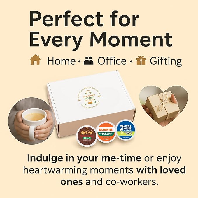 30-Pack Decaf Coffee K-Pods Variety: Dunkin McDonalds Premium Roast Maxwell-House Decaf Blends Keurig-Compatible Includes Coffee Recipe eBook
