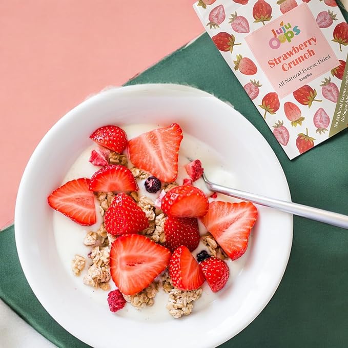 Juju-Oops Whole Freeze-Dried Strawberry | 100% All Natural Crunchy &amp Healthy | Family Party Size – Best Snack for Kids &amp Adults | Non-GMO No Sugar &amp Additives Added Vegan Gluten free |