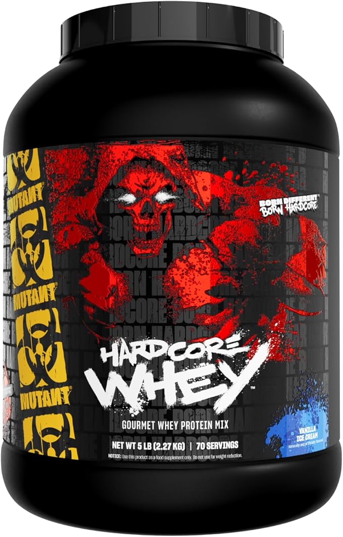 Mutant Hardcore WHEY | 100% Pure Whey Protein | 24g Protein Fast-digesting whey Protein Isolate Plus whey Protein hydrolysate | 70 Servings | 5 LB | Vanilla