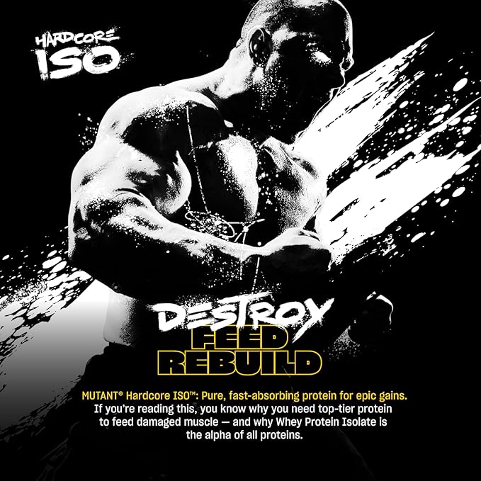 Mutant Hardcore ISO Whey Protein Isolate Powder Acts Fast to Help Recover Build Muscle Bulk and Strength 5 lb - Vanilla Ice Cream