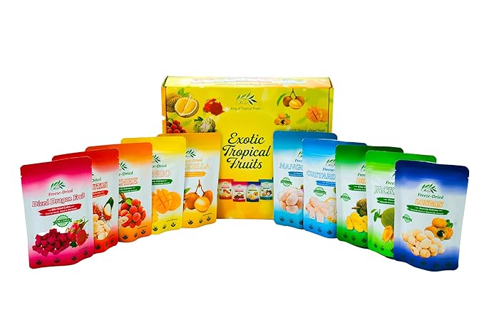 CHAVI Freeze Dried Exotic Tropical Fruits | Pack of 10 | Gift Box - No Added Sugars or Preservatives - Non-GMO Vegan Gluten-Free | 180 g | 6.4 oz