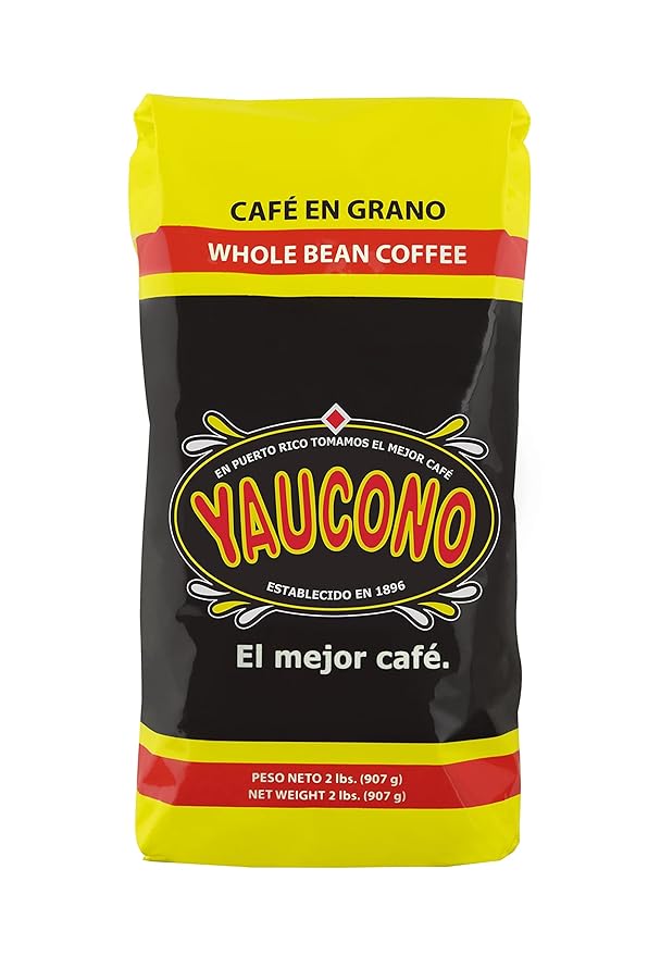 Yaucono Whole Bean Coffee in Bag Medium Roast Fresh From Puerto Rico 2 Pound (Pack of 1)