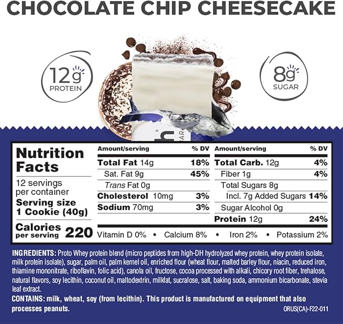 Power Crunch Protein Wafer Bars High Protein Snacks with Delicious Taste Chocolate Chip Cheesecake 1.4 Ounce (12 Count)