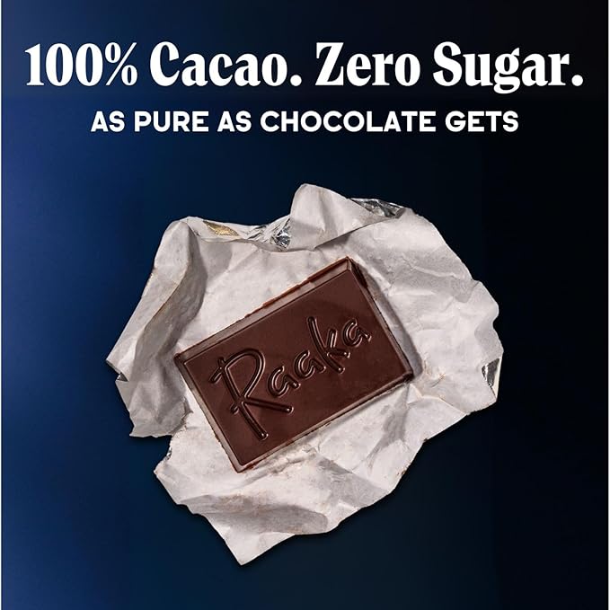 Raaka 100% Dark Chocolate Mini Bars | Unsweetened Bitter No Added Sugar or Artificial Sweeteners | Organic Vegan Gluten Free Paleo Kosher | Box of 30 Individually Wrapped Chocolates