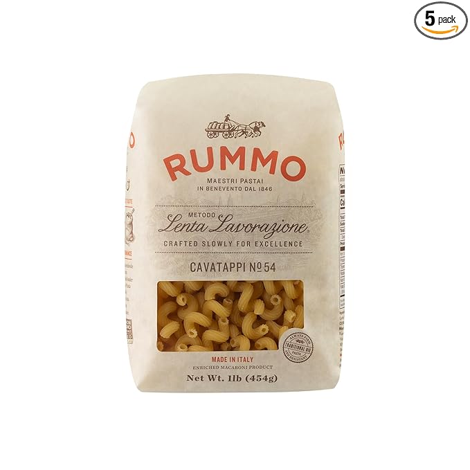 Rummo Riccioli Pasta N.54 - Cavatappi Pasta Noodles Corkscrew Noodle Durum Wheat Spiral Pasta Dry Pasta Imported from Italy - 16 Ounce (Pack of 5)