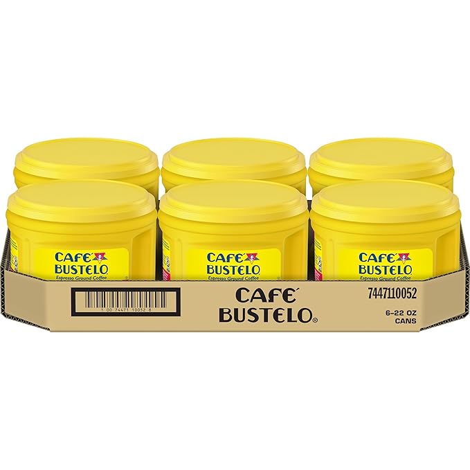 Café Bustelo Espresso Ground Coffee Dark Roast 22 Ounce Canister 6 Count Case