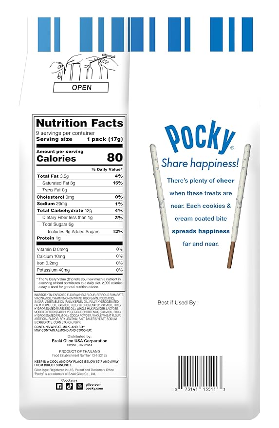 Pocky Cookies &amp Cream Family Size – 5 Bags (9 Individually Wrapped Pouches Each)