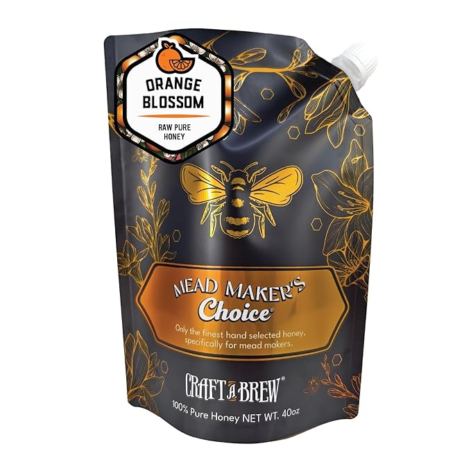 Craft A Brew - Mead Maker’s Choice - Orange Blossom Honey for Mead Making &amp Fermentation – 100% Pure Raw Honey - 40 oz