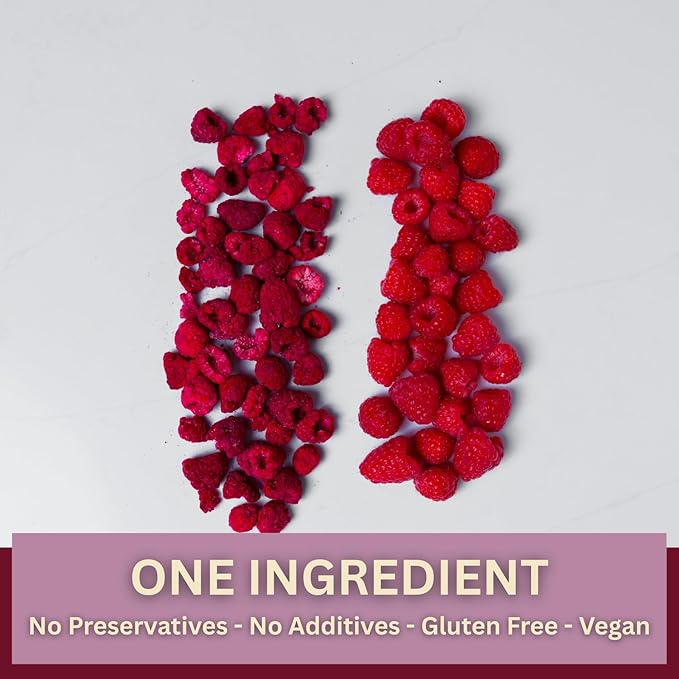 Wise Harvest Freeze-Dried Raspberries – Five 1oz Packs | Single Ingredient Snack | 100% Real Fruit No Sugar Added Just Crunch | Healthy Vegan Gluten-Free Snack for Kids &amp Adults