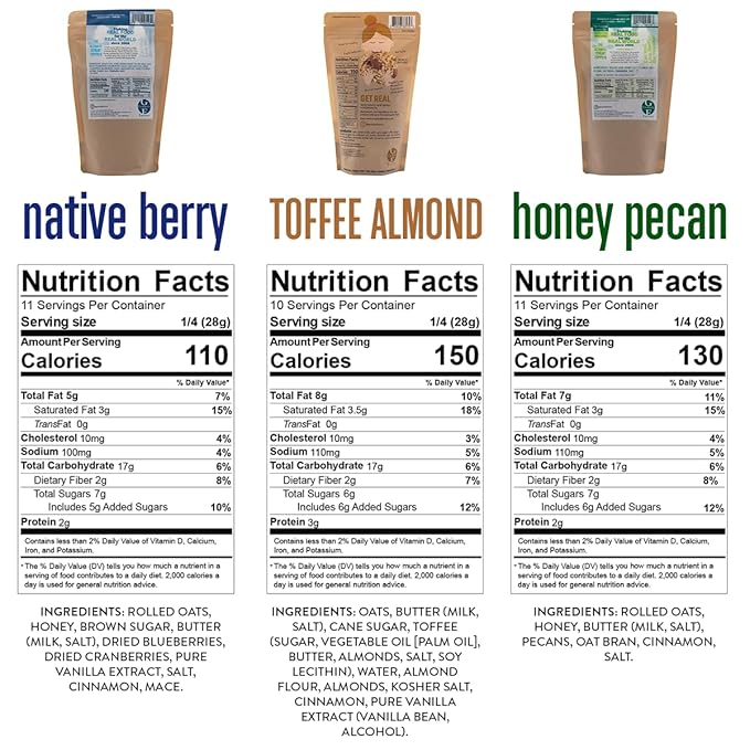 Granola Factory 3-Flavor Variety Pack - Native Berry All-Natural Sweet and Salty Breakfast Cereal and Snack (11 ounces) Honey Pecan All-Natural Sweet and Salty Breakfast Cereal and Snack (11 ounc