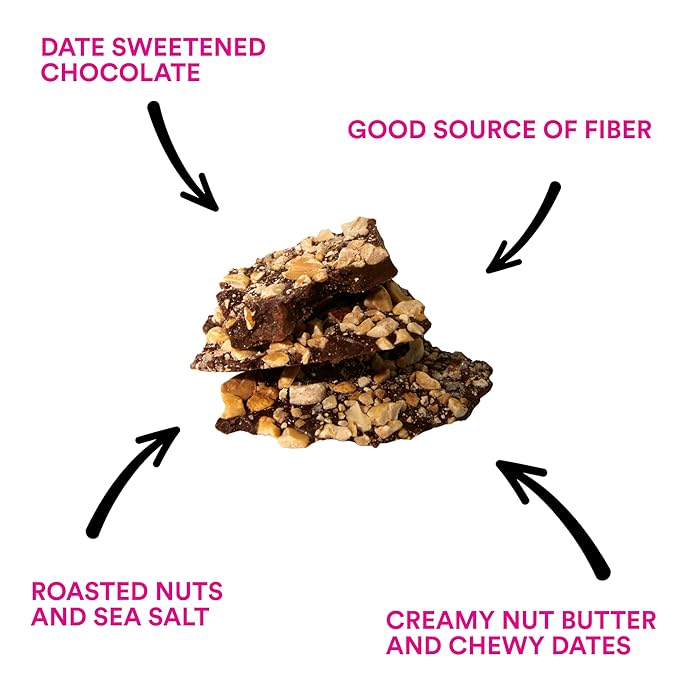 Joydays Dark Chocolate Date Bark 2 Flavor Pack (Peanut &amp Almond) Dates Sea Salt Roasted Peanuts or Almonds Gluten Free Vegan Healthier Snacks for Adults &amp Kids No Added Sugar 3.88 oz