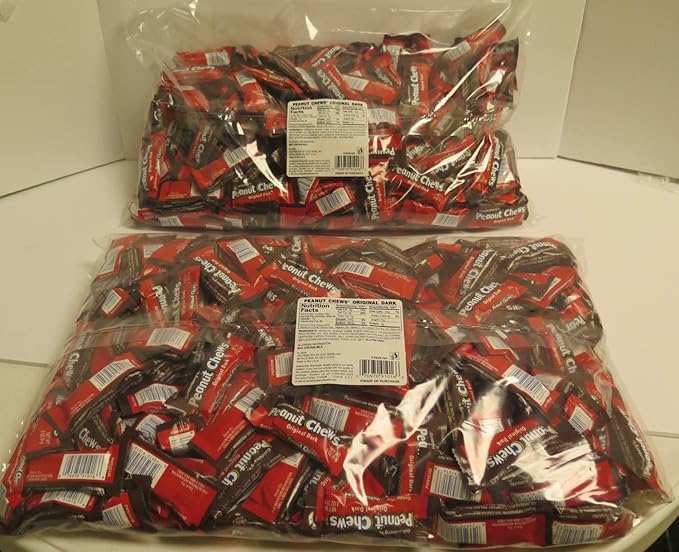 Original Dark Chocolate Goldenberg's Peanut Chews 225 Count  4 Lbs From (Jersey Candy Company)