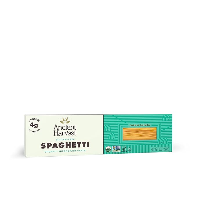 Ancient Harvest Organic Gluten-Free Corn and Quinoa Supergrain Spaghetti Pasta 8 oz. Box (Pack of 12) Plant-Based Pasta with the Same Great Taste and Texture of Traditional Pasta