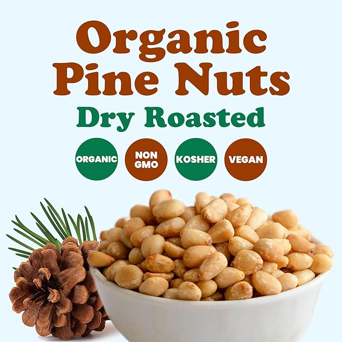 Food to Live Organic Dry Roasted Pine Nuts 4 Pounds – Naturally Tasty and Crunchy Nutritious and Delicious Perfect for Cooking Baking and Snacking Non-GMO Vegan Kosher Bulk