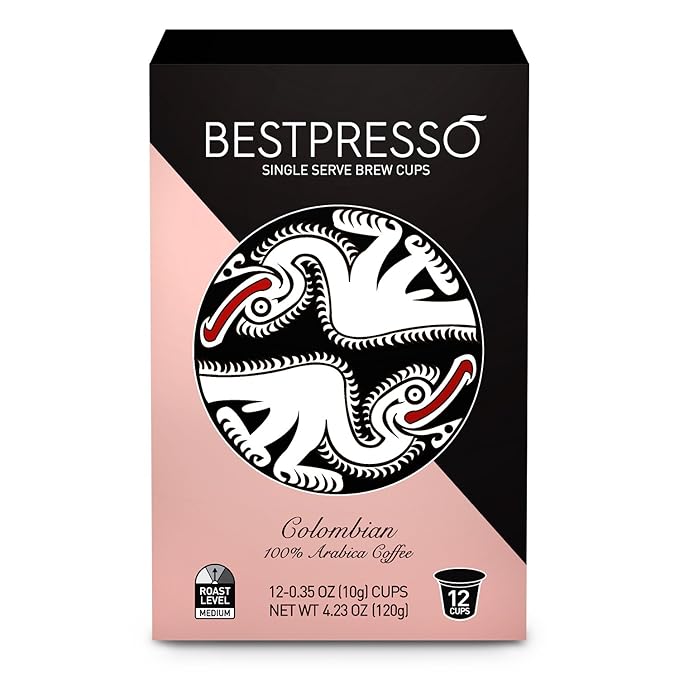 Bestpresso Coffee Colombian Single Serve 72 Count (Compatible with 2.0 Keurig Brewers) 6 packs of 12 cups