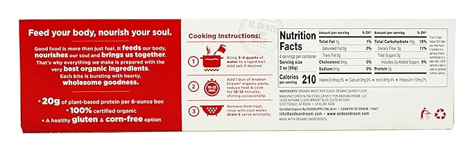 Andean Dream Org Spaghetti Quinoa Pasta Gluten Free 8 Oz(Pack of 12)
