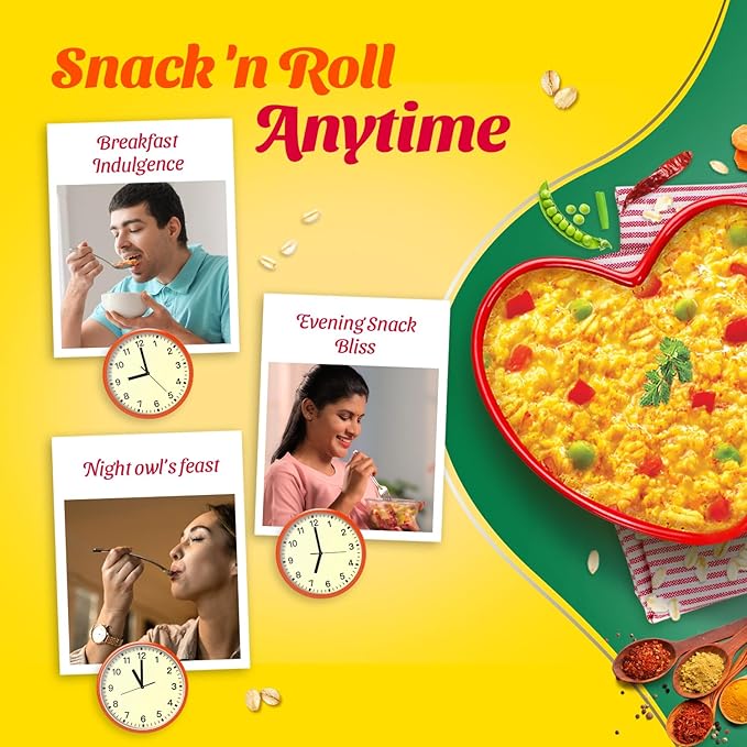 Saffola Spicy (Masala) Oats Ready in 3 Minutes 3 Different Flavors - Veggie Twist Curry &amp Pepper Masala and Coriander Delicious Healthy Breakfast - Pack of 6 (2 Flavors Each)
