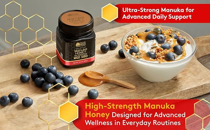 Nature’s Gold Raw Manuka Honey Certified High MGO | Authentic MGO 100% Pure Genuine Traceable Hive to Home | MGO 1250+ Flavor | 3.5 Ounce (Pack of 1) Size