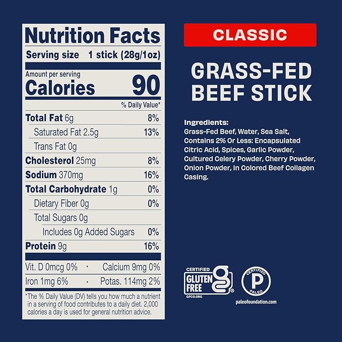 Archer Jerky Classic Beef Sticks - Grass Fed Beef Sticks Individually Wrapped Jerky Snack Packs Bulk Gluten Free Paleo Keto - 1 oz (Pack of 36)