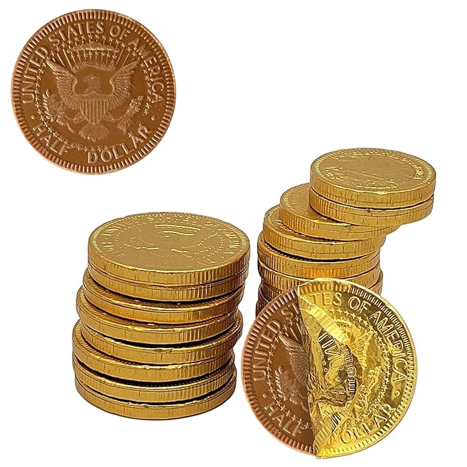 Smarty Stop Large Gold Foil-Wrapped Milk Chocolate Dollar Coins (2 Pound (Pack of 1))