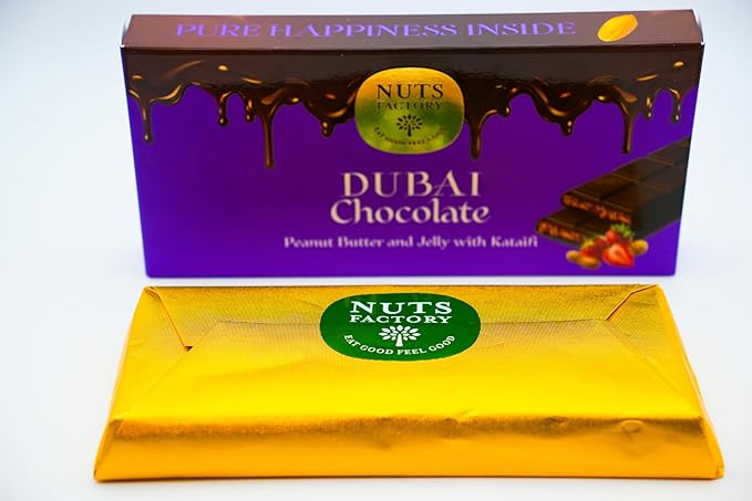 NUTS FACTORY PB&ampJ Dark Chocolate Bar – Handcrafted in NYC with Peanut Butter &amp Raspberry Jelly Kataifi Crisp Layers – Gourmet Artisan Chocolate