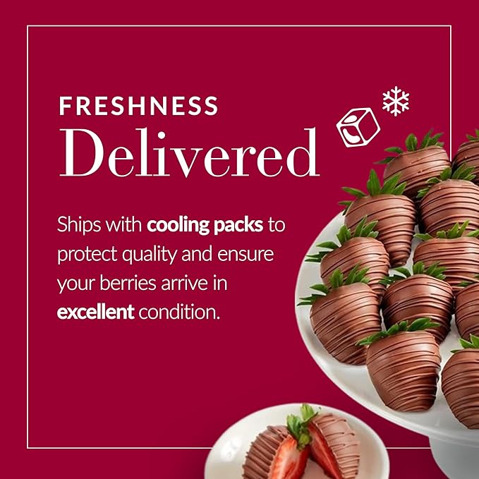 Shari’s Berries Artisan Belgian Milk Chocolate Covered Strawberries | Chocolate Covered Strawberry Gift Box | For Valentine's Day Anniversary Celebrations &amp Thank You’s (Two Dozen 24 Berries)