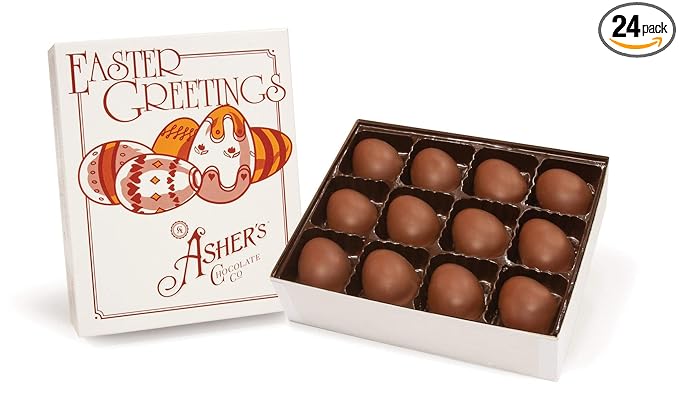 Asher's Chocolates Chocolate Coated Eggs Spring Collection of Easter Eggs Small Batches of Kosher Chocolate Family Owned Since 1892 24 Chocolate Eggs (Milk Chocolate Peanut Butter Meltaway)